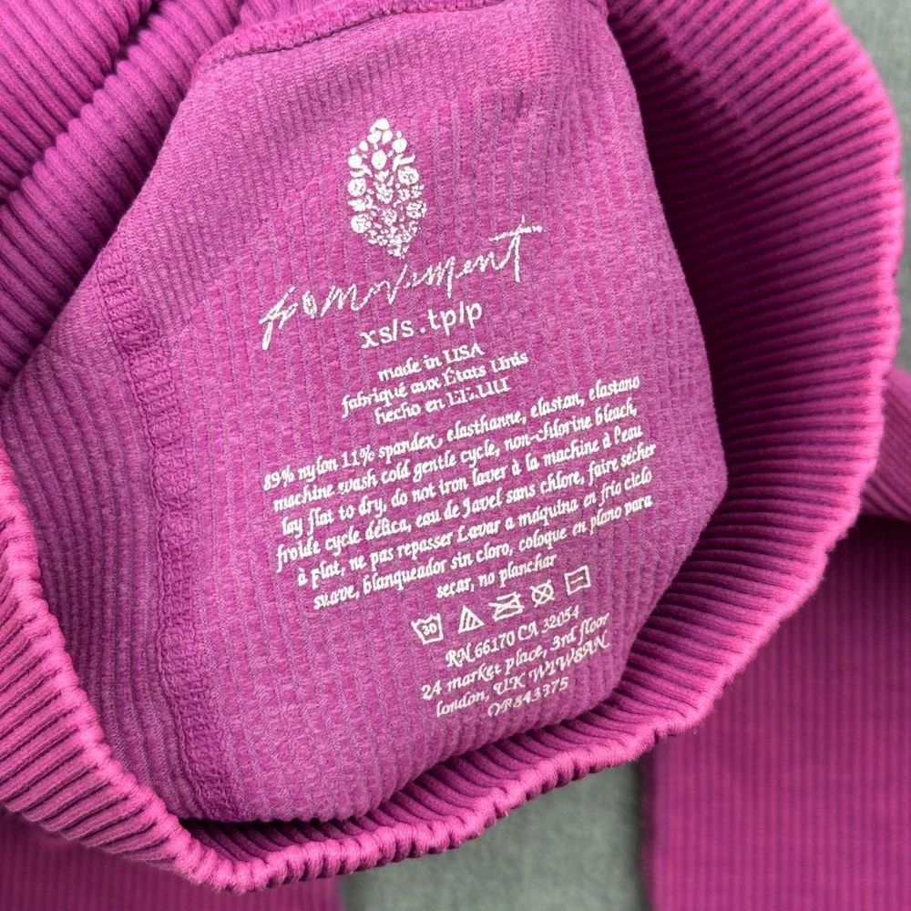 Free People FP Movement Leggings Womens XS Pink Ribbed Seamless High Rise Gym‎